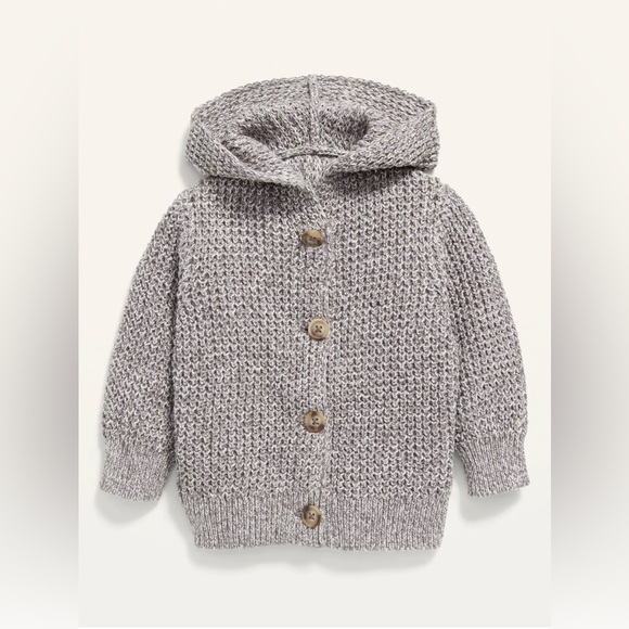 Old Navy Other - Old Navy Hooded Button Front Grey Knit Cardigan Sweater Baby Size 18-24 Months